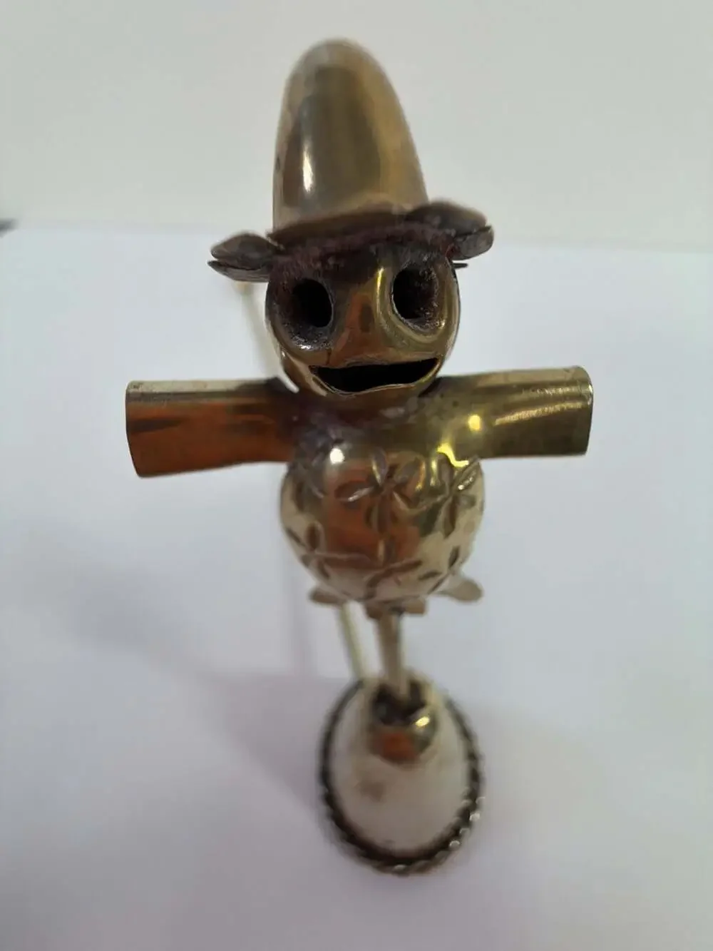 Vintage Hand Forged Brass Scarecrow‎ Figurine Candle Snuffer